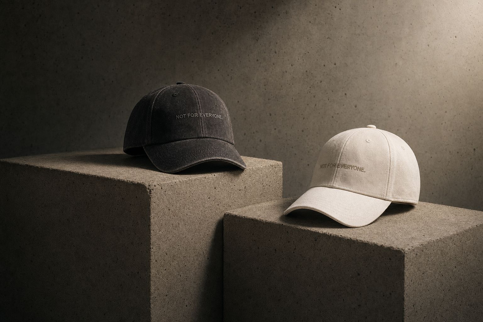 KRWN District caps in stone and washed black — cap colour guide