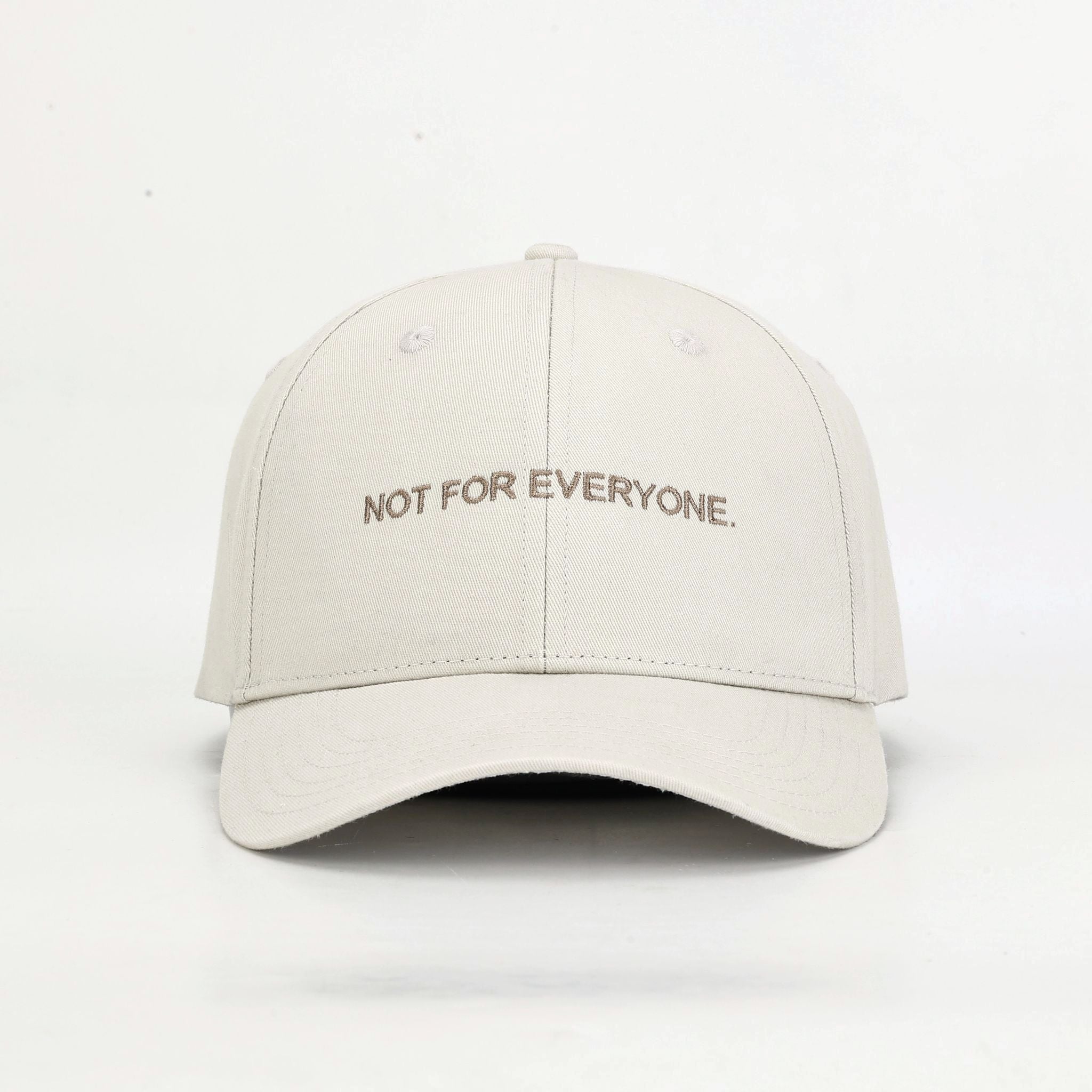 KRWN District "The Code" baseball cap in Stone Off White with tone-on-tone NOT FOR EVERYONE embroidery — front view #Color_Stone Off White