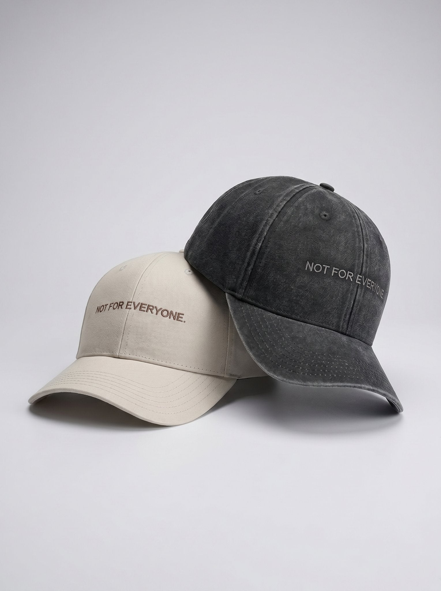 The Code — KRWN District baseball caps in Stone Off White and Washed Black