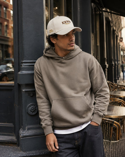 Baseball Cap Cream worn on the street — KRWN District