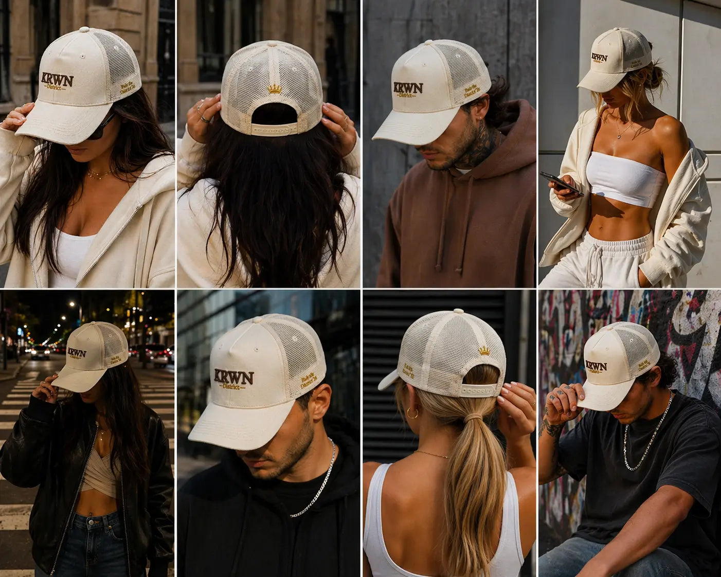 KRWN District Trucker Cap mit Mesh-Back und Front-Panel-Stickerei
