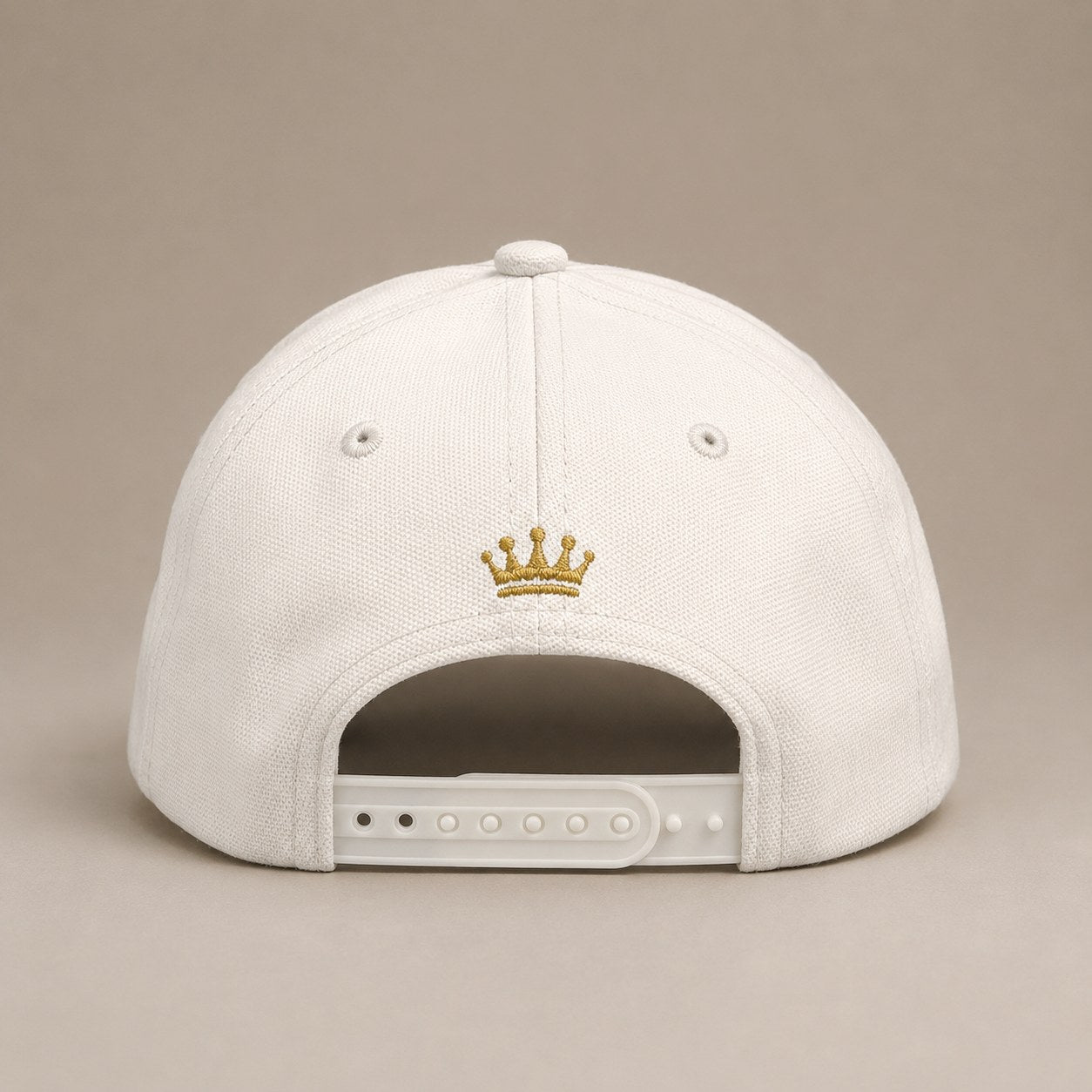 KRWN District Baseball Cap — back view with gold crown embroidery and adjustable closure