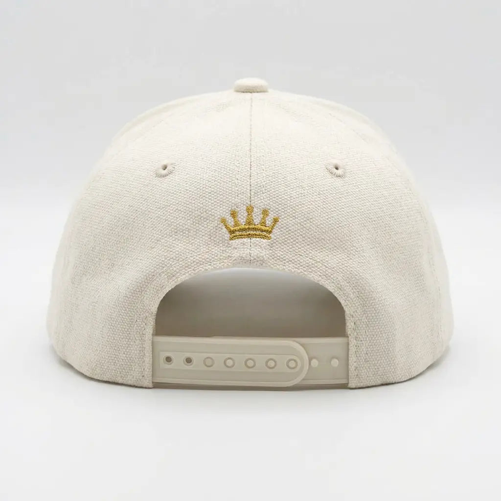 Premium Baseball Cap Beige, Embroidery Detail — KRWN District Streetwear Cap
