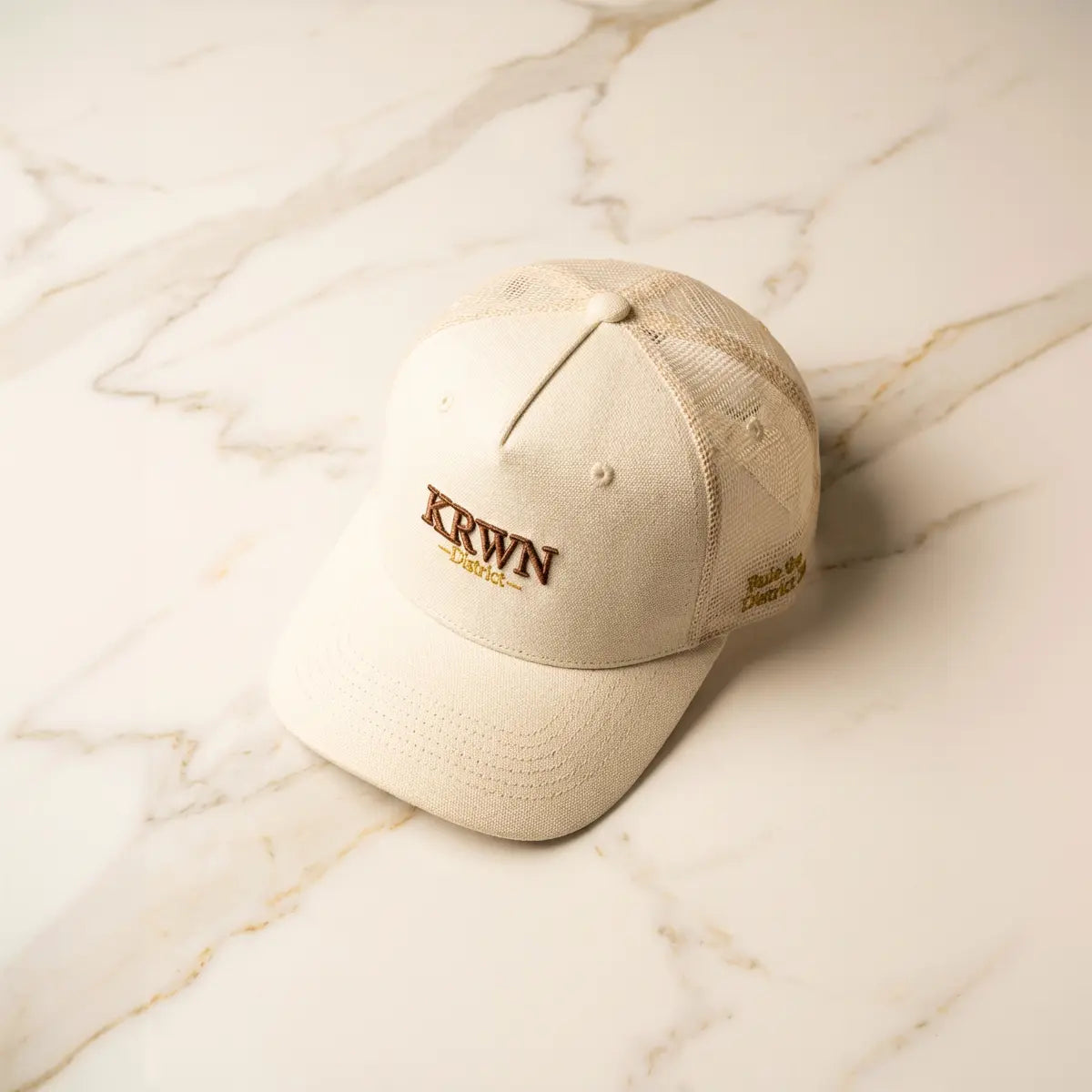 KRWN District Lookbook Editorial — Limited Drop 01 Cream Canvas Cap